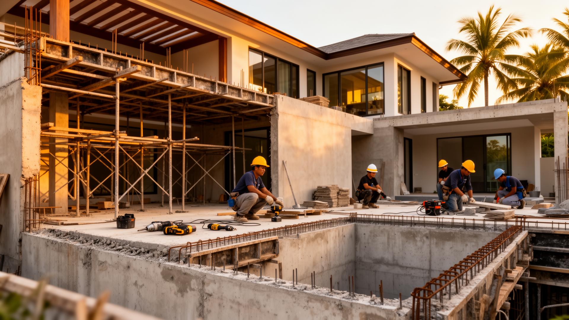 Villa construction site in Koh Samui